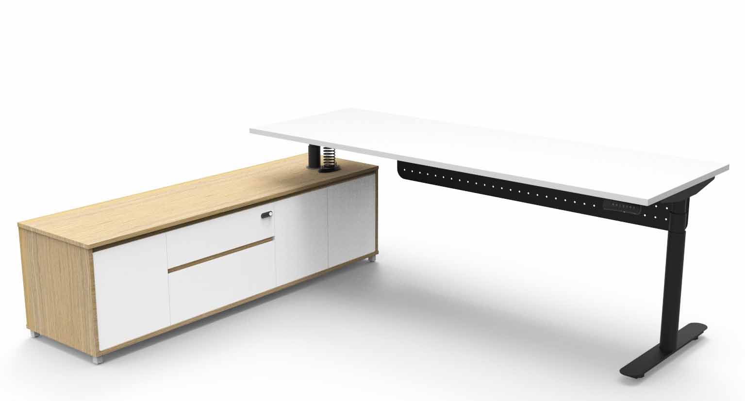 Halo+ Height Adjustable Executive Desk - with Modesty